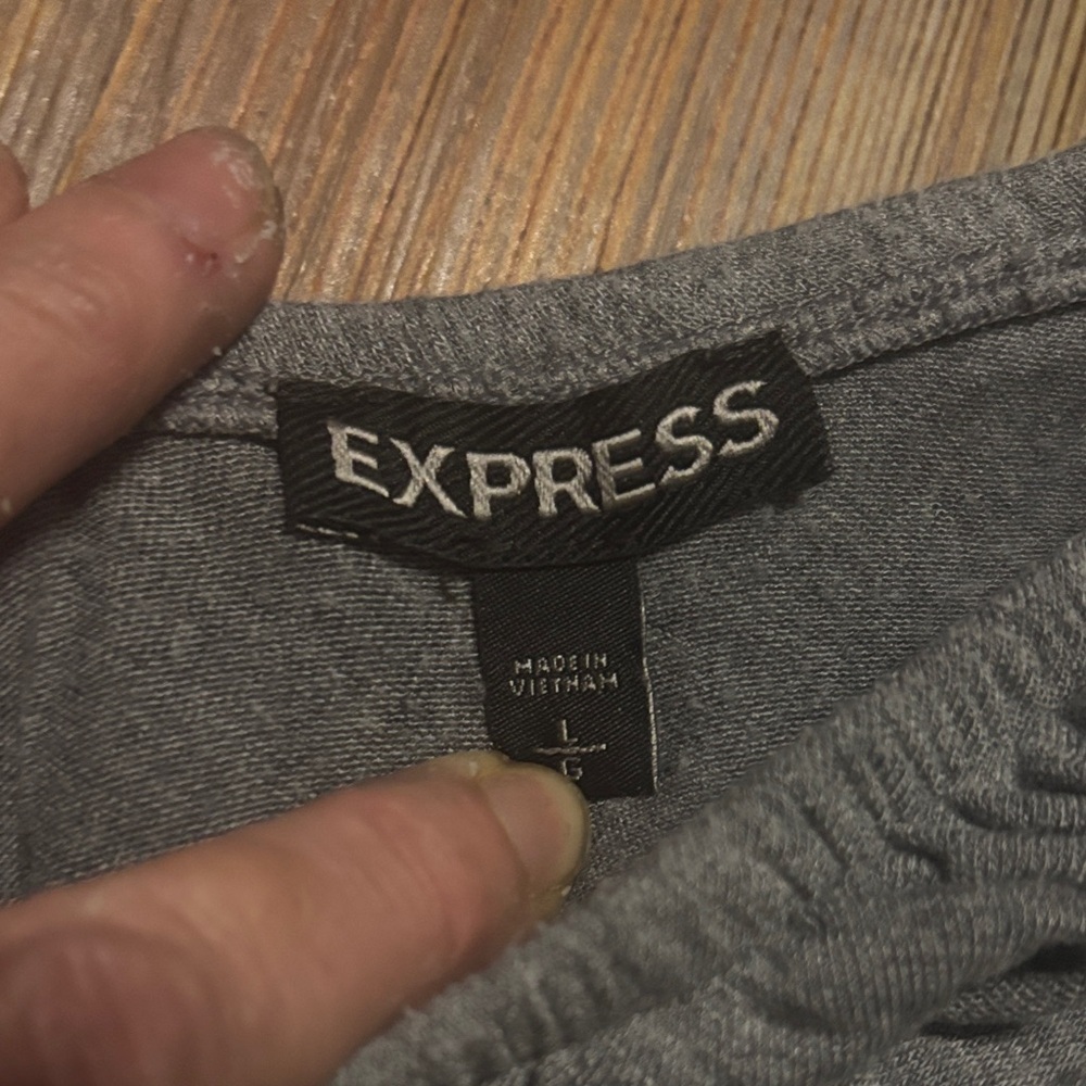 Express Charcoal Off-Shoulder Ruffle Top large - Picture 2 of 4